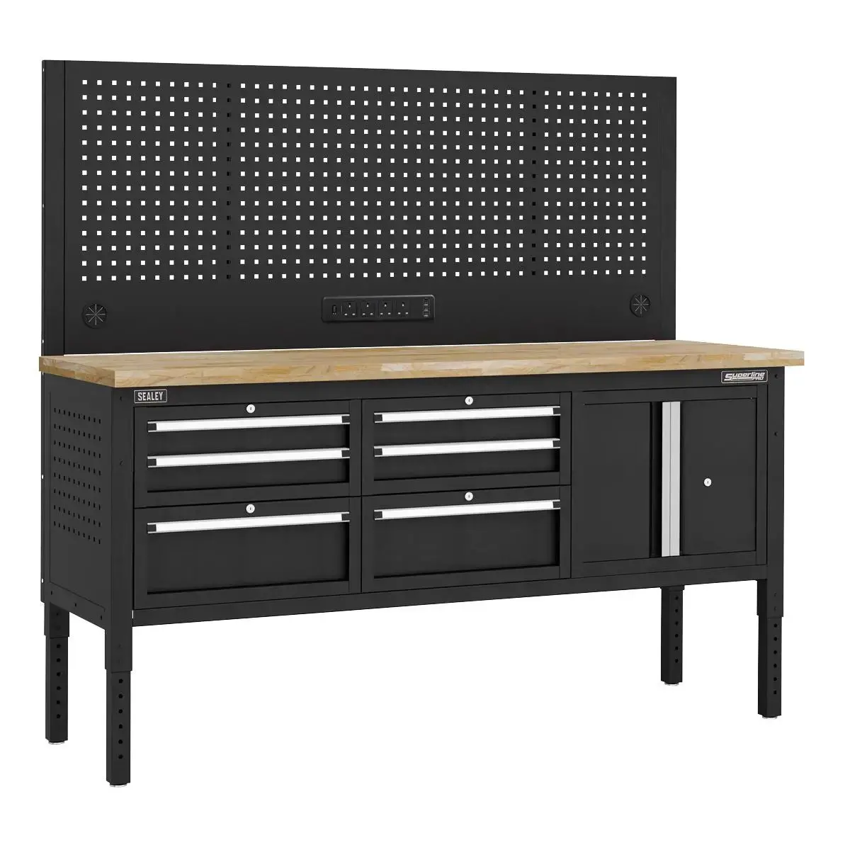 Sealey Superline Pro Superline Pro® Modular Workbench With 6 Drawers & Cupboard Wooden Worktop 1830Mm 1