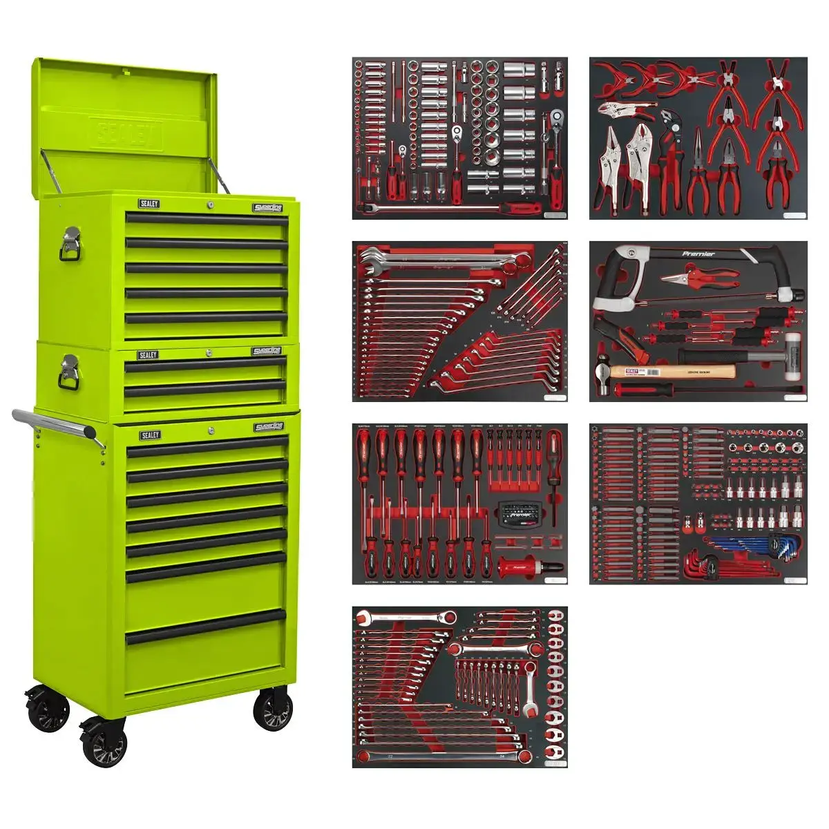 Sealey Superline Pro Superline Pro® Tool Chest Combination 14 Drawer With 446Pc Tool Kit - Green 1