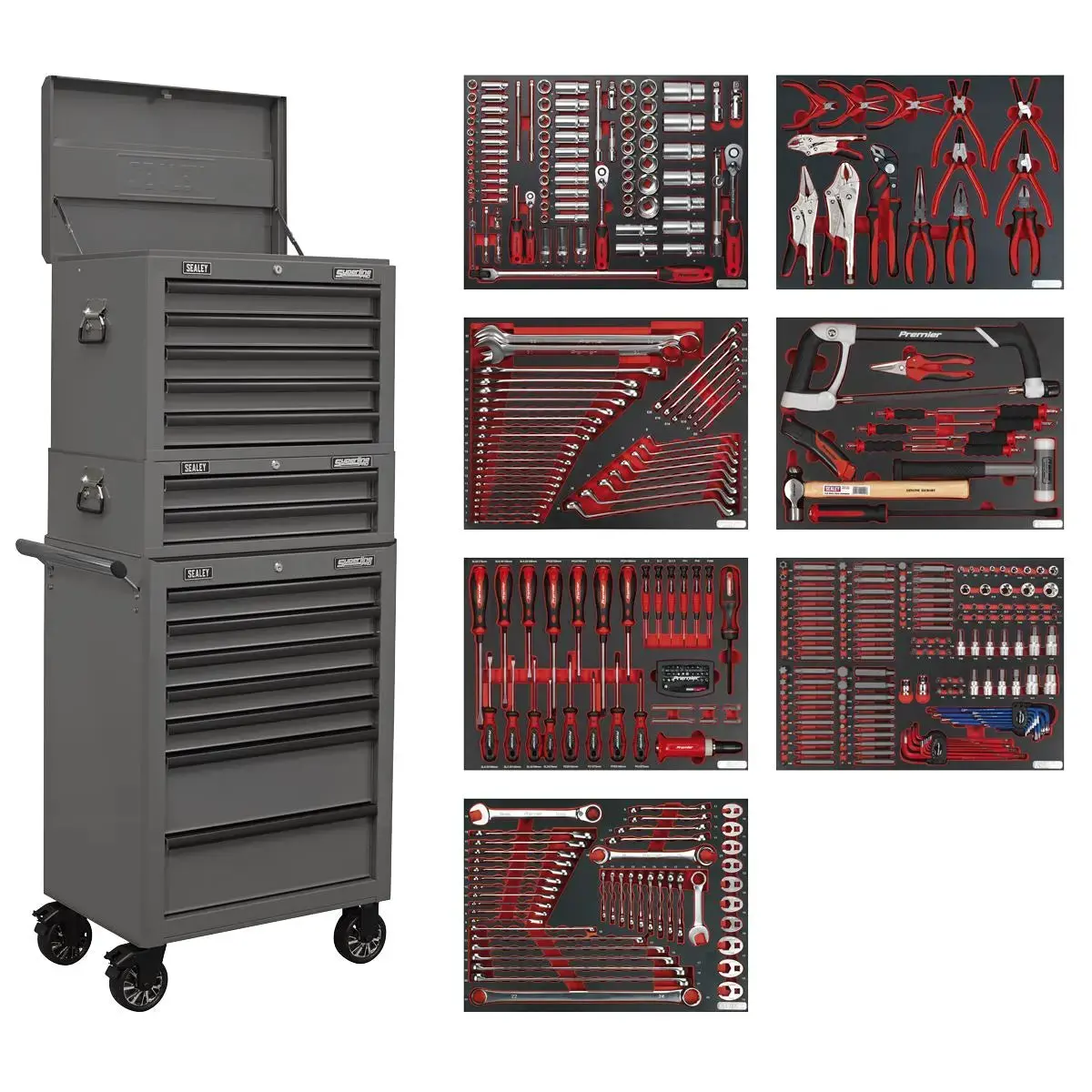 Sealey Superline Pro Superline Pro® Tool Chest Combination 14 Drawer With 446Pc Tool Kit - Grey 1