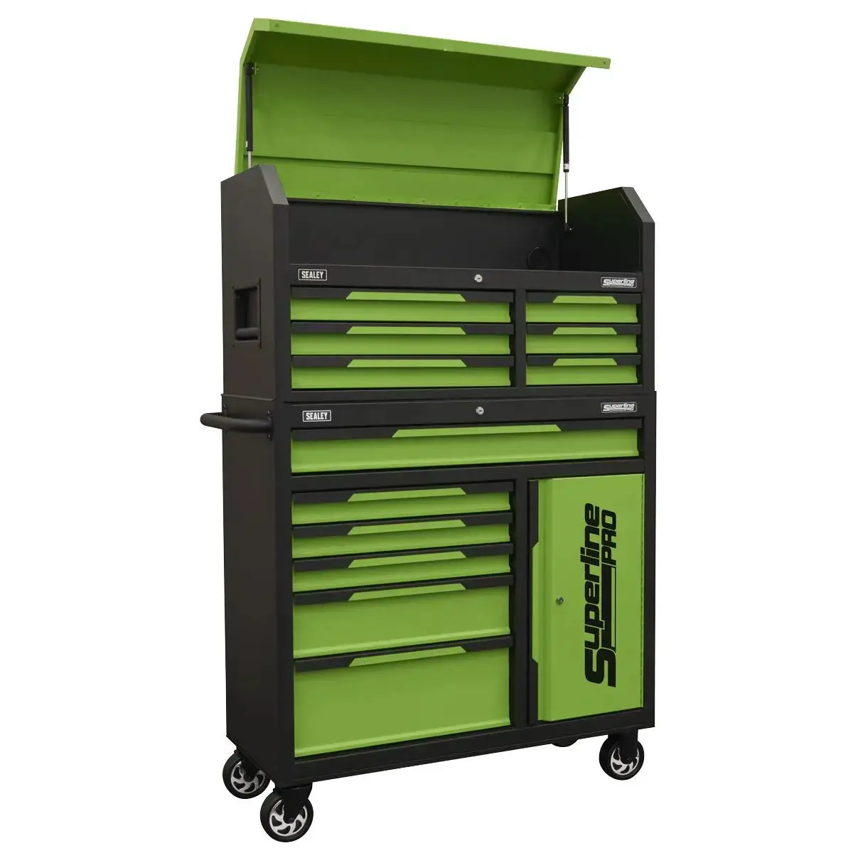 Sealey Superline Pro® Topchest & Rollcab Combination 12 Drawer & 1 Door Cupboard - Green 1