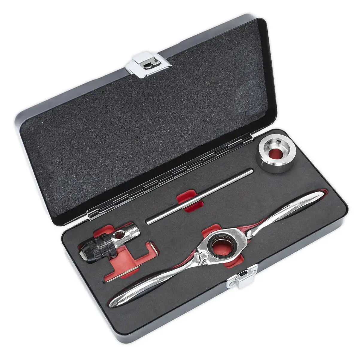 Sealey Tap & Die Holder Set Bi-Directional Ratchet Thread Repair M3-M12 5Pc 1
