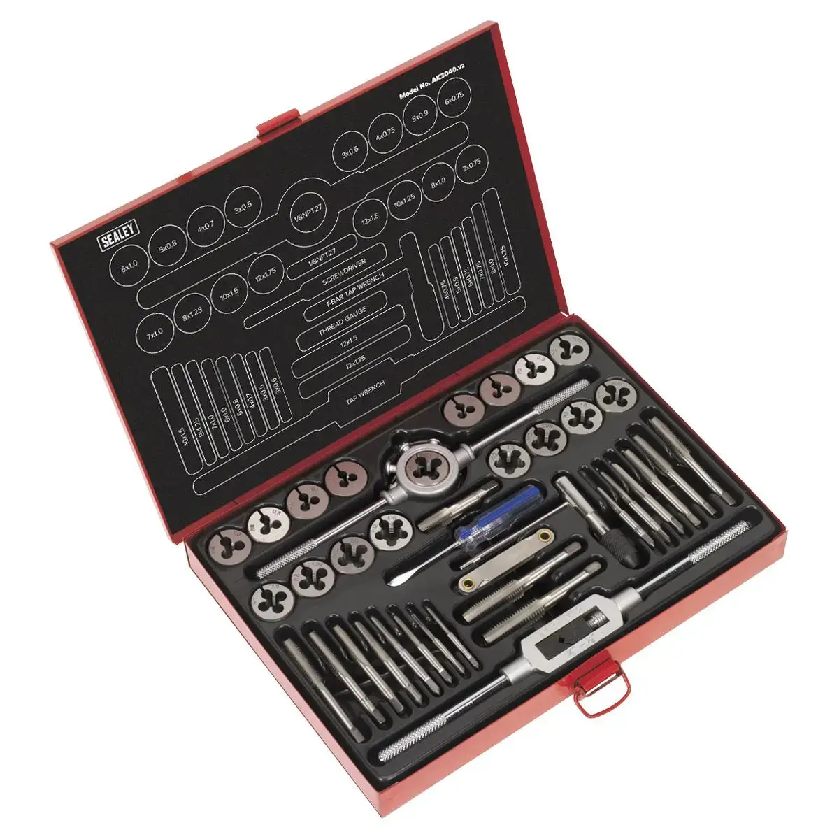 Sealey Tap And Die Set 40 Piece Split Dies Metric In Storage Case 1