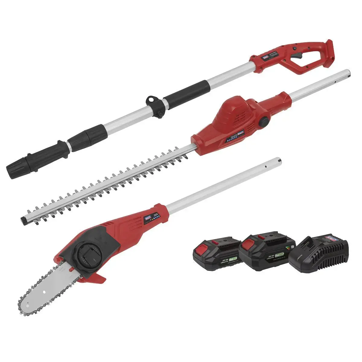 Sealey Telescopic Cordless Hedge Trimmer & Chainsaw Kit 20V Sv20 Series - 2 Batteries 1