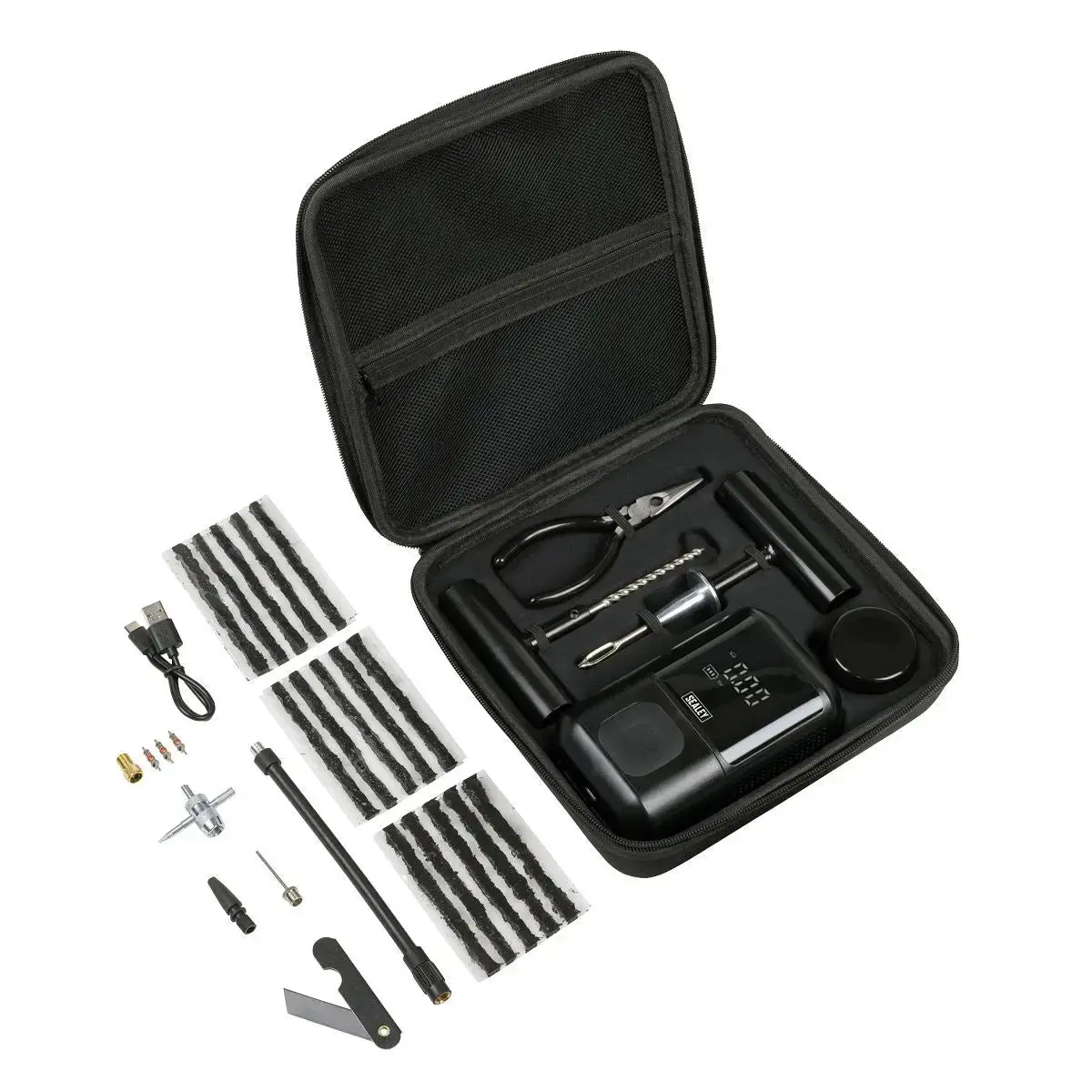 Sealey Temporary Puncture Repair Kit & Rechargeable Tyre Inflator 1