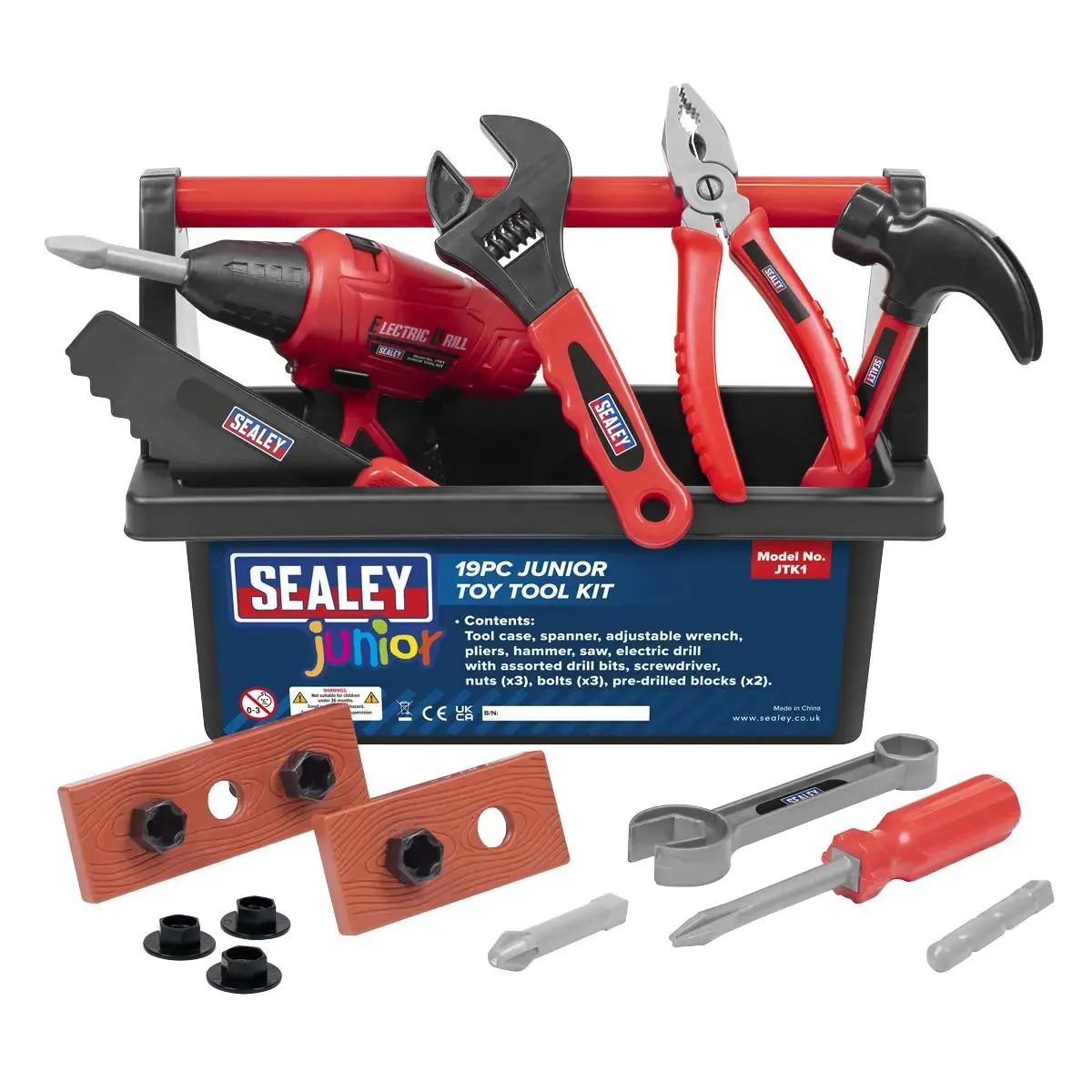 Sealey Toy Tool Kit Junior Child Childrens Drill Spanner Wrench Hammer 19Pc 1