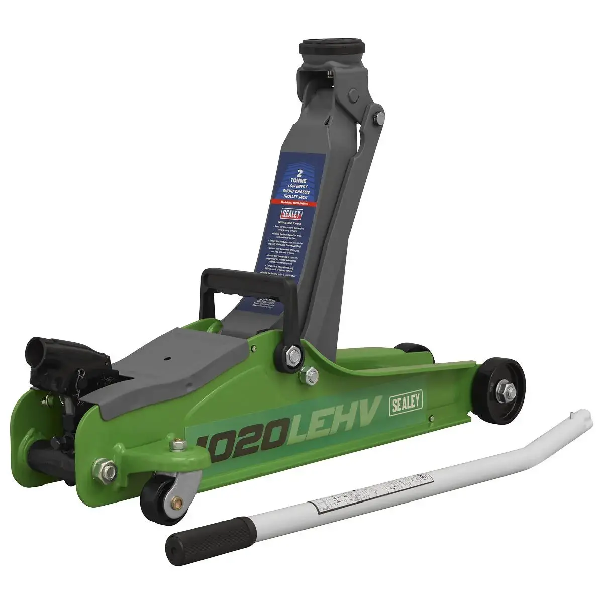 Sealey Trolley Jack 2Tonne Low Entry Short Chassis - Hi-Vis Green 1