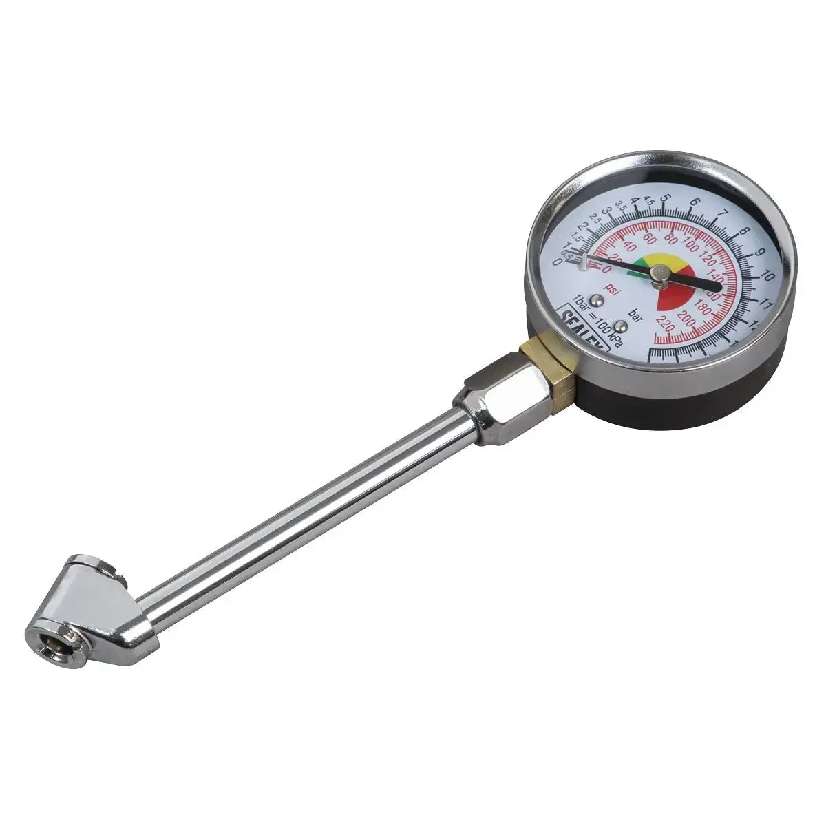 Sealey Twin Connector Tyre Pressure Gauge 0-220Psi 1