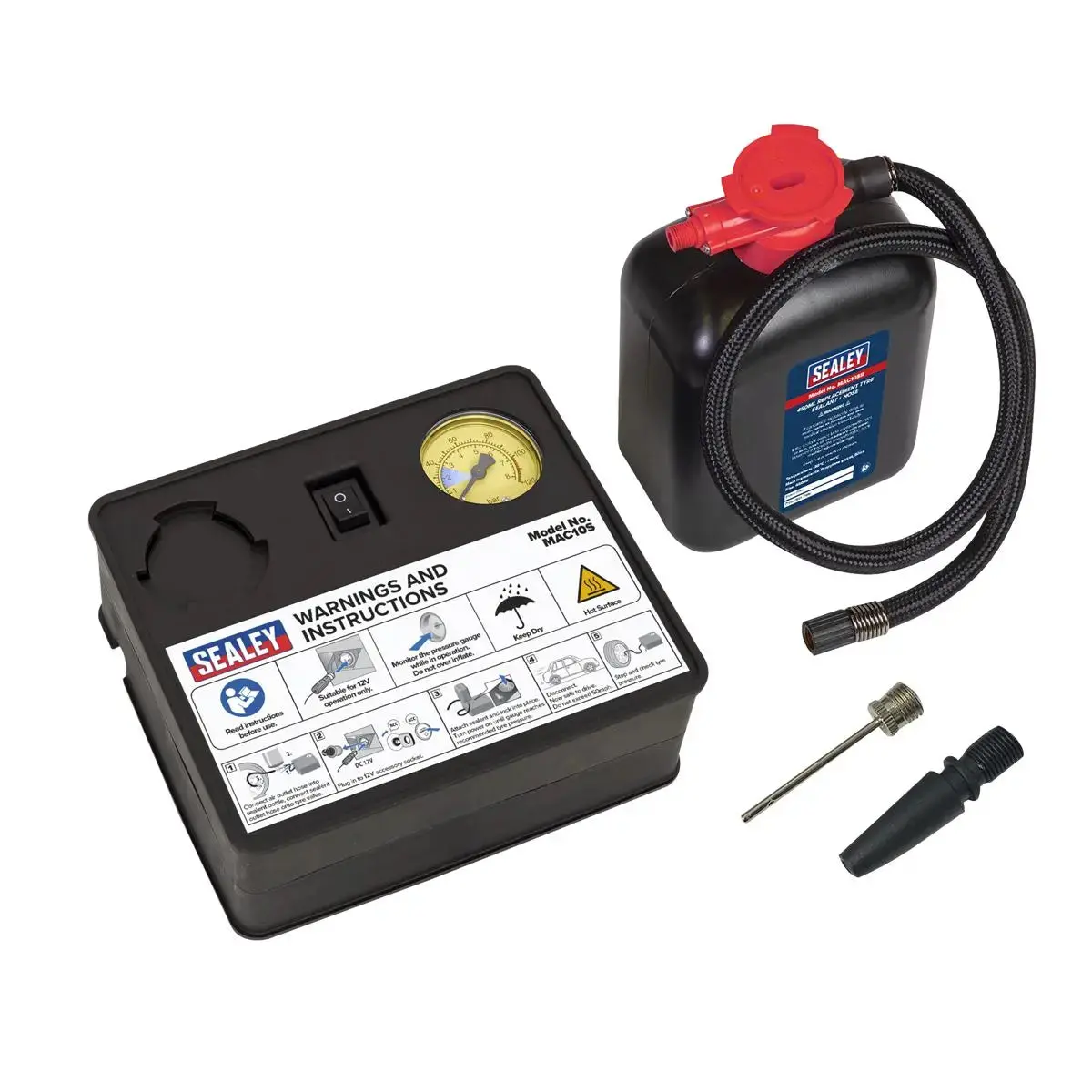 Sealey Tyre Inflator 12V & Emergency Puncture Sealant Kit 1