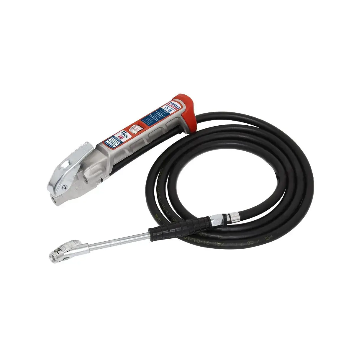 Sealey Tyre Inflator 2.5M Hose With Twin Clip-On Connector 1