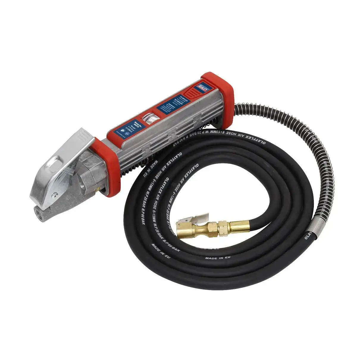 Sealey Tyre Inflator 2.7M Hose With Clip-On Connector 1