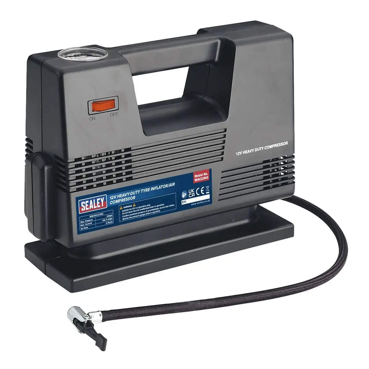 Sealey Tyre Inflator/Air Compressor 12V Heavy-Duty 1