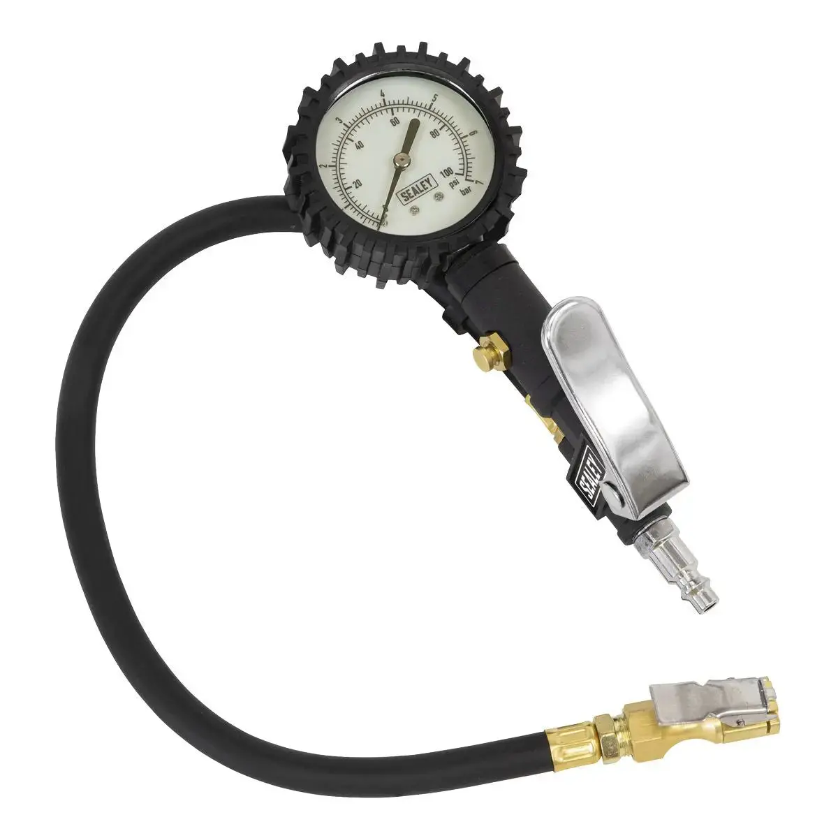 Sealey Tyre Inflator With Clip On Connector Glow In The Dark Dial 1