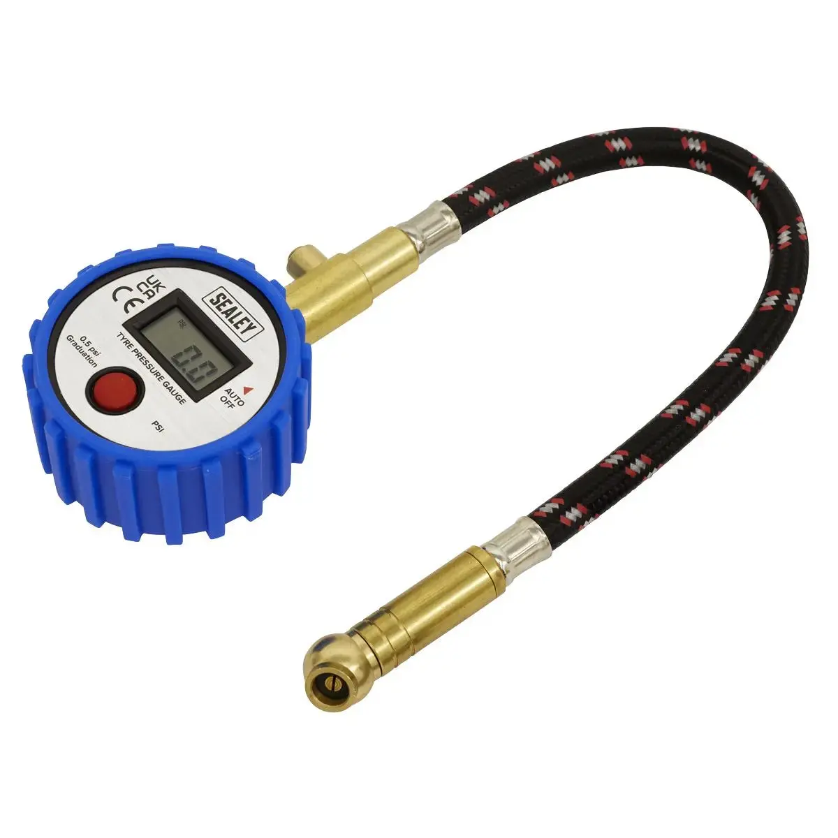 Sealey Tyre Pressure Gauge Digital With Leader Hose & Quick Release 0-100Psi 1
