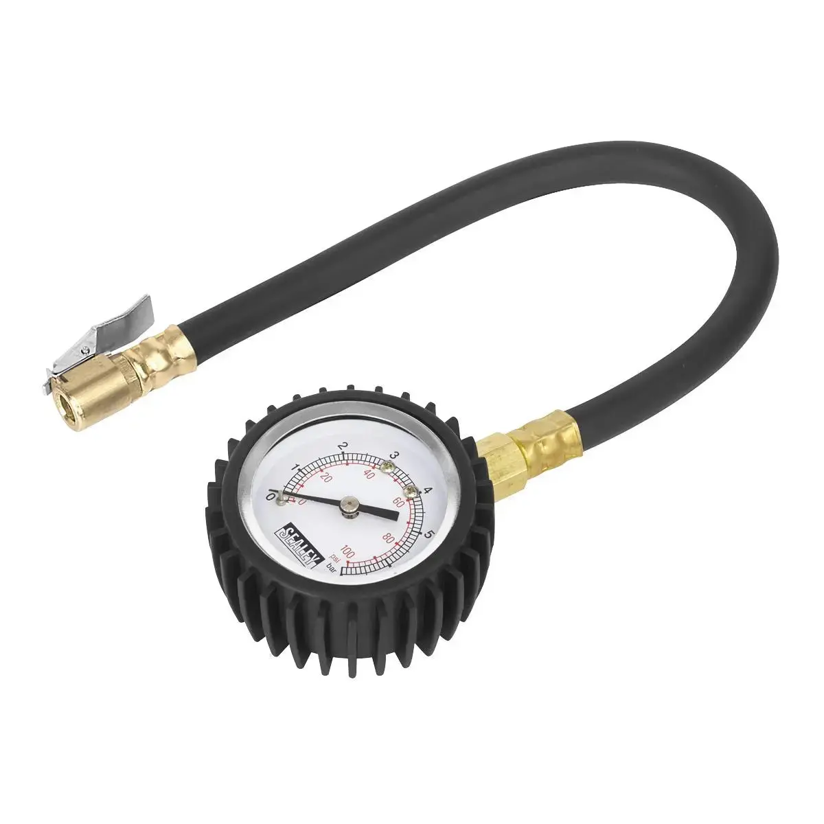 Sealey Tyre Pressure Gauge With Clip-On Chuck 0-7Bar(0-100Psi) 1