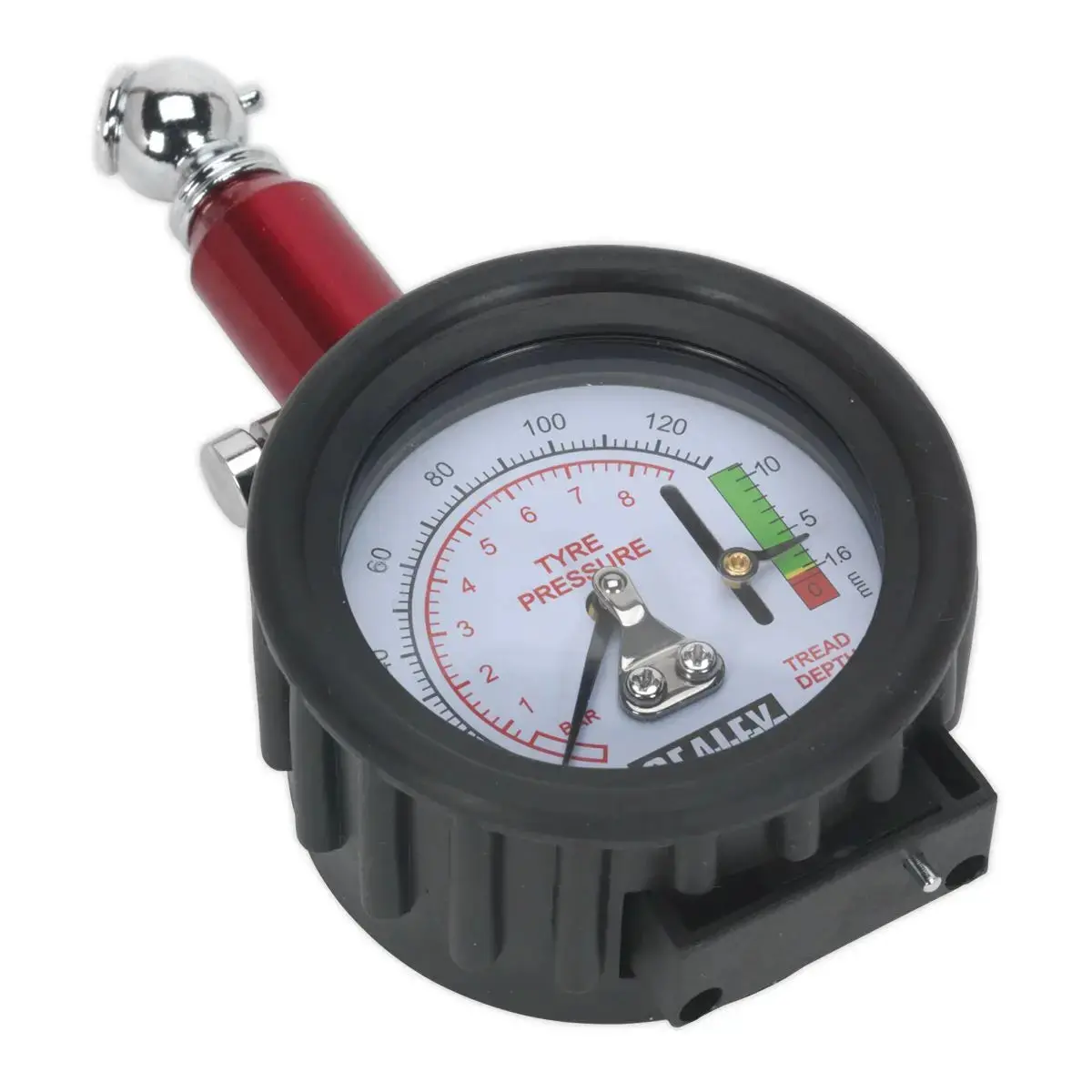 Sealey Tyre Pressure Gauge With Tyre Tread Depth Gauge 0-8Bar(0-120Psi) 1