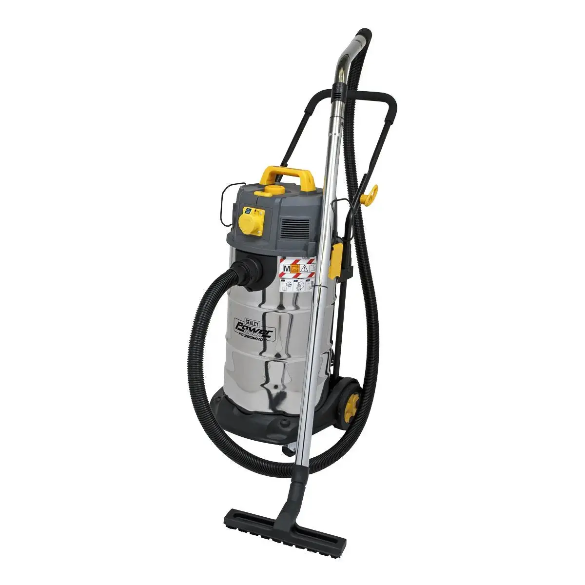 Sealey Vacuum Cleaner Industrial Dust-Free Wet/Dry 38L 1100W/110V Stainless Steel Drum M Class Filtration 1