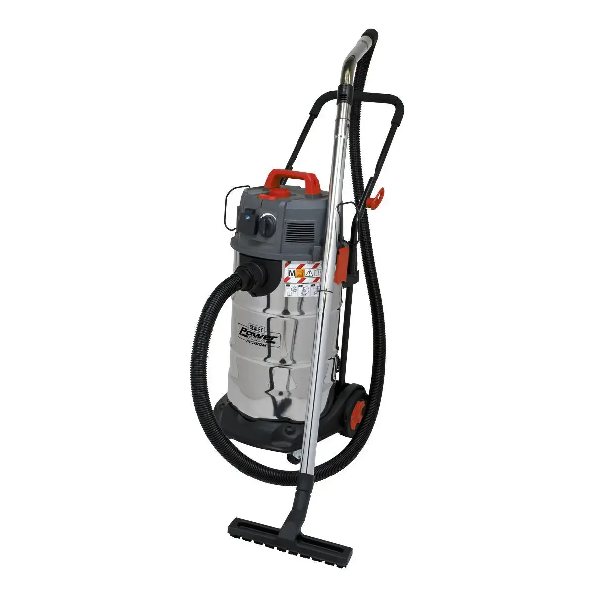 Sealey Vacuum Cleaner Industrial Dust-Free Wet/Dry 38L 1500W/230V Stainless Steel Drum M Class Filtration 1