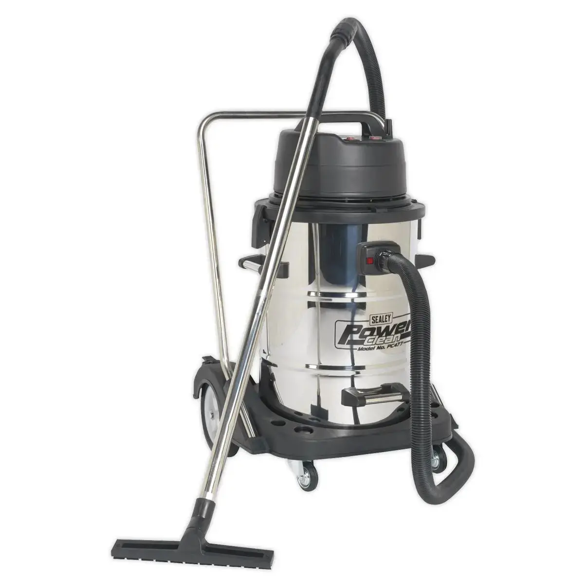 Sealey Vacuum Cleaner Industrial Wet & Dry 77L Stainless Steel Drum With Swivel Emptying 2400W 1
