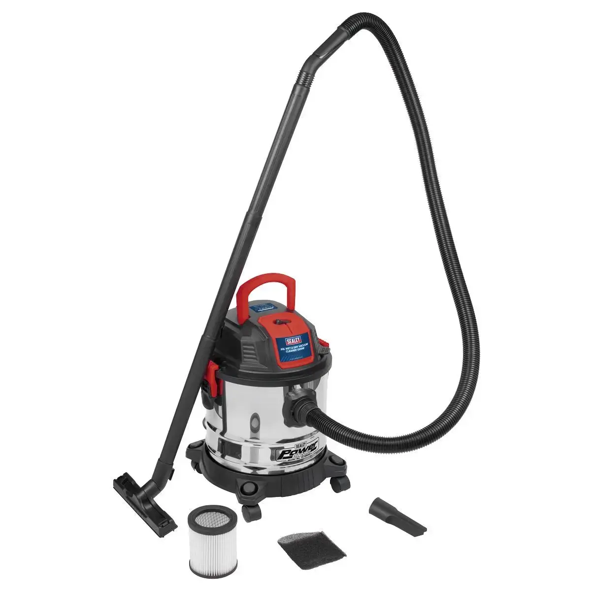 Sealey Vacuum Cleaner Wet & Dry 20L 1200W/230V Stainless Drum 1