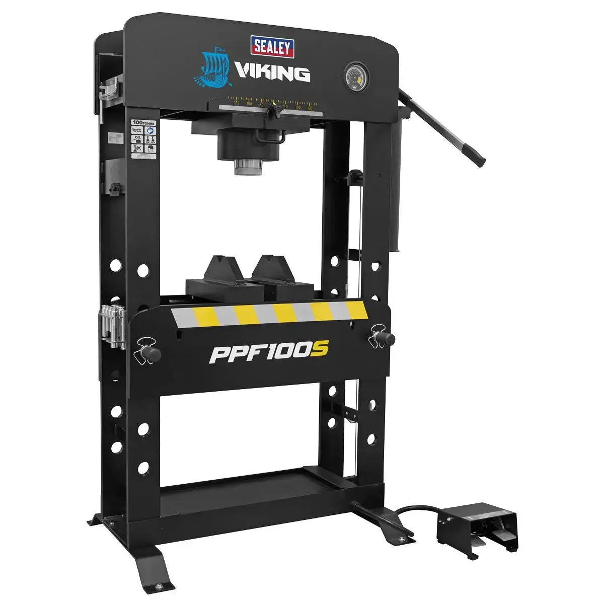 Sealey Viking Floor Type Air/Hydraulic Press With Sliding Ram & Foot Pedal 100 Tonne 1
