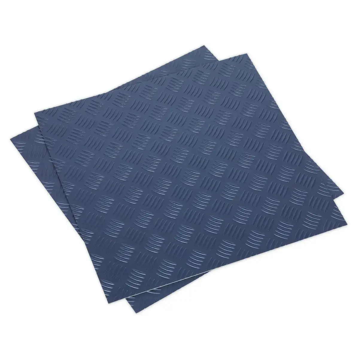 Sealey Vinyl Floor Tile With Peel & Stick Backing - Blue Treadplate Pack Of 16 1