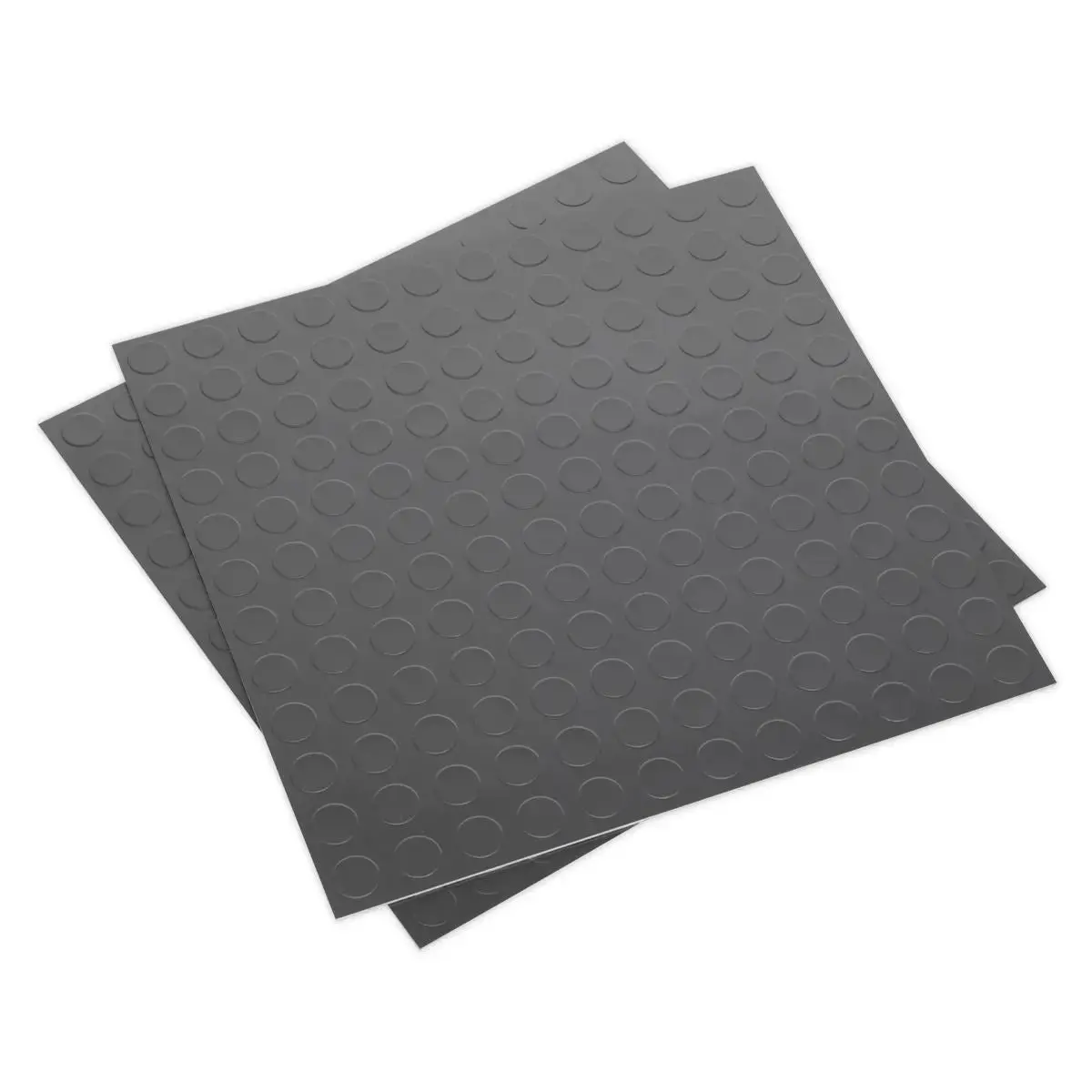 Sealey Vinyl Floor Tile With Peel & Stick Backing - Silver Coin Pack Of 16 1