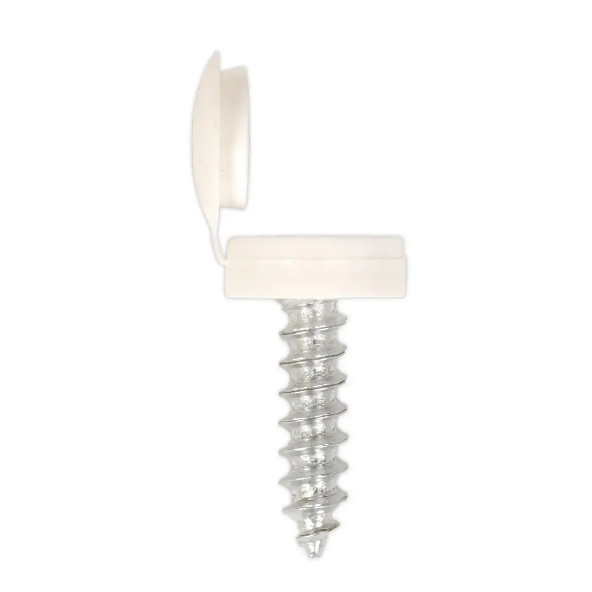 Sealey White Number Plate Screw & Flip Cap 4.2 X 19Mm - Pack Of 50 1