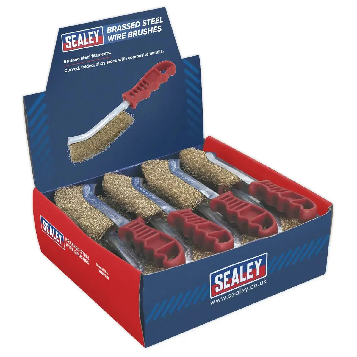 Sealey Wire Brush Brassed Steel Plastic Handle Display Box Of 24 1