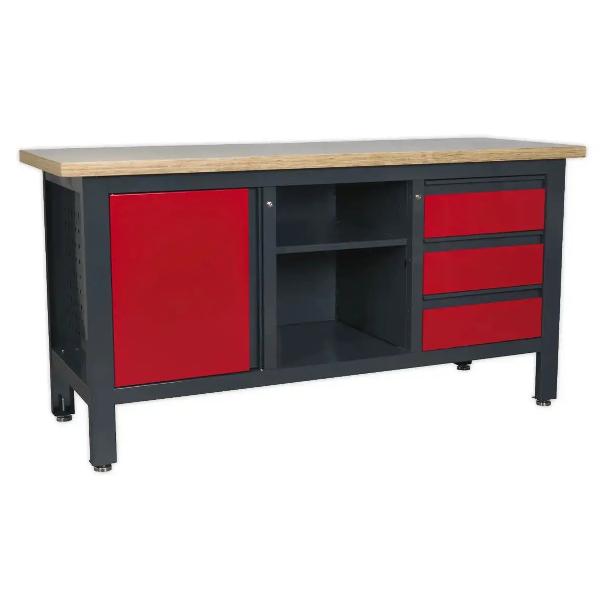 Sealey Workstation With 3 Drawers, 1 Cupboard & Open Storage 1
