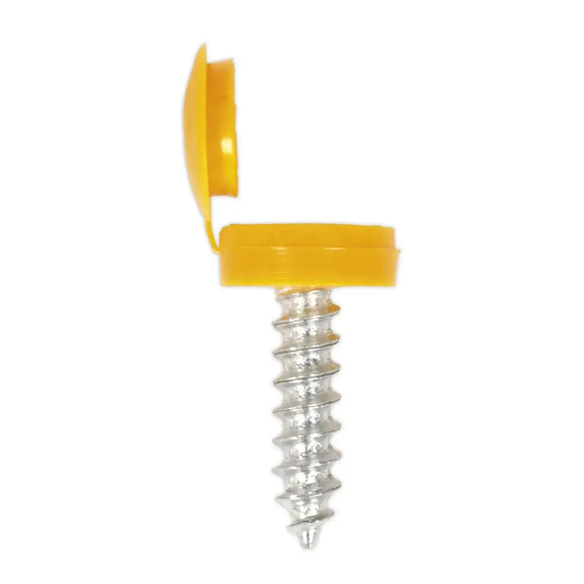 Sealey Yellow Number Plate Screw & Flip Cap 4.2 X 19Mm - Pack Of 50 1