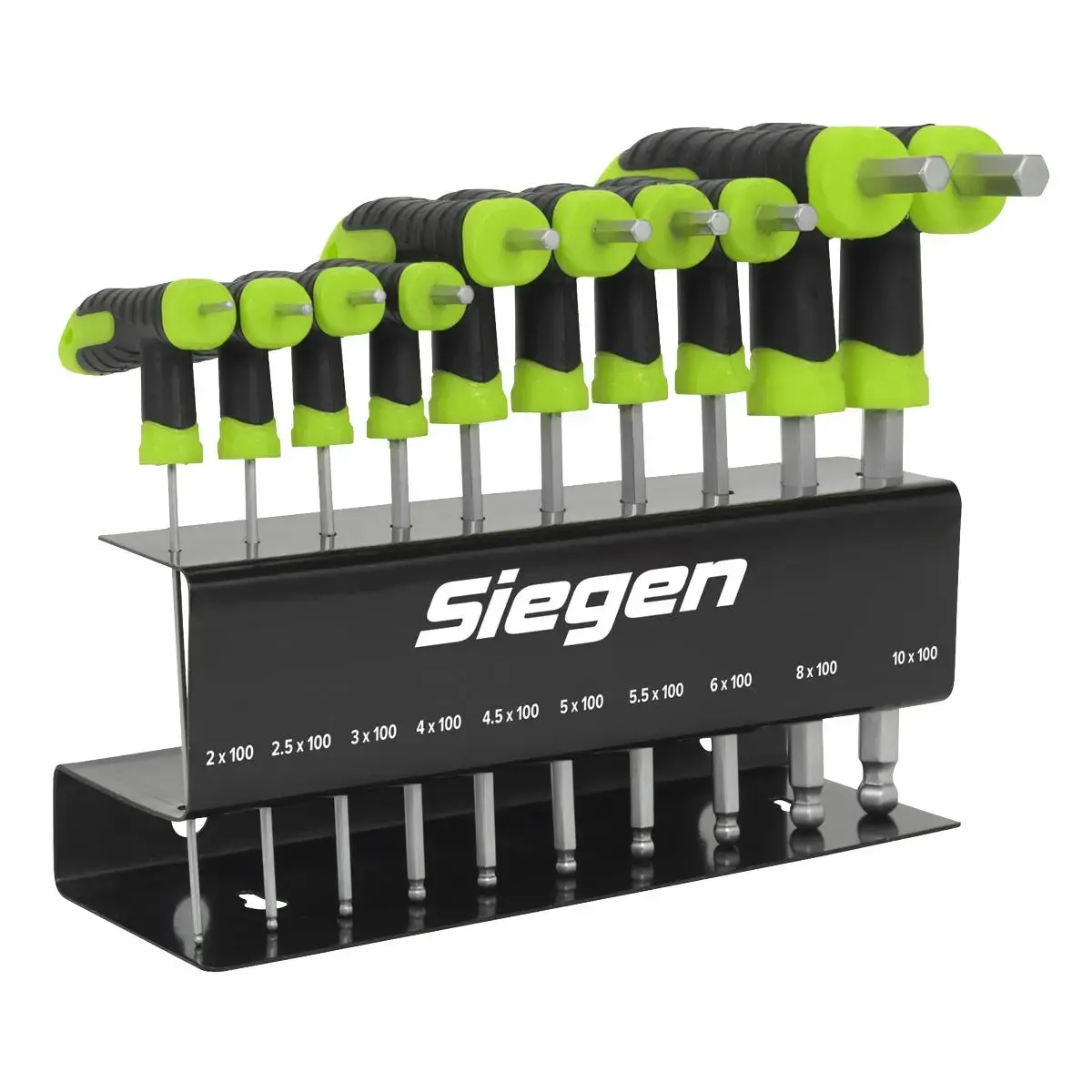 Siegen 10 Piece T-Handle Ball End Hex Key Set 2-10Mm Allen Allan Keys Metal Stand 1
