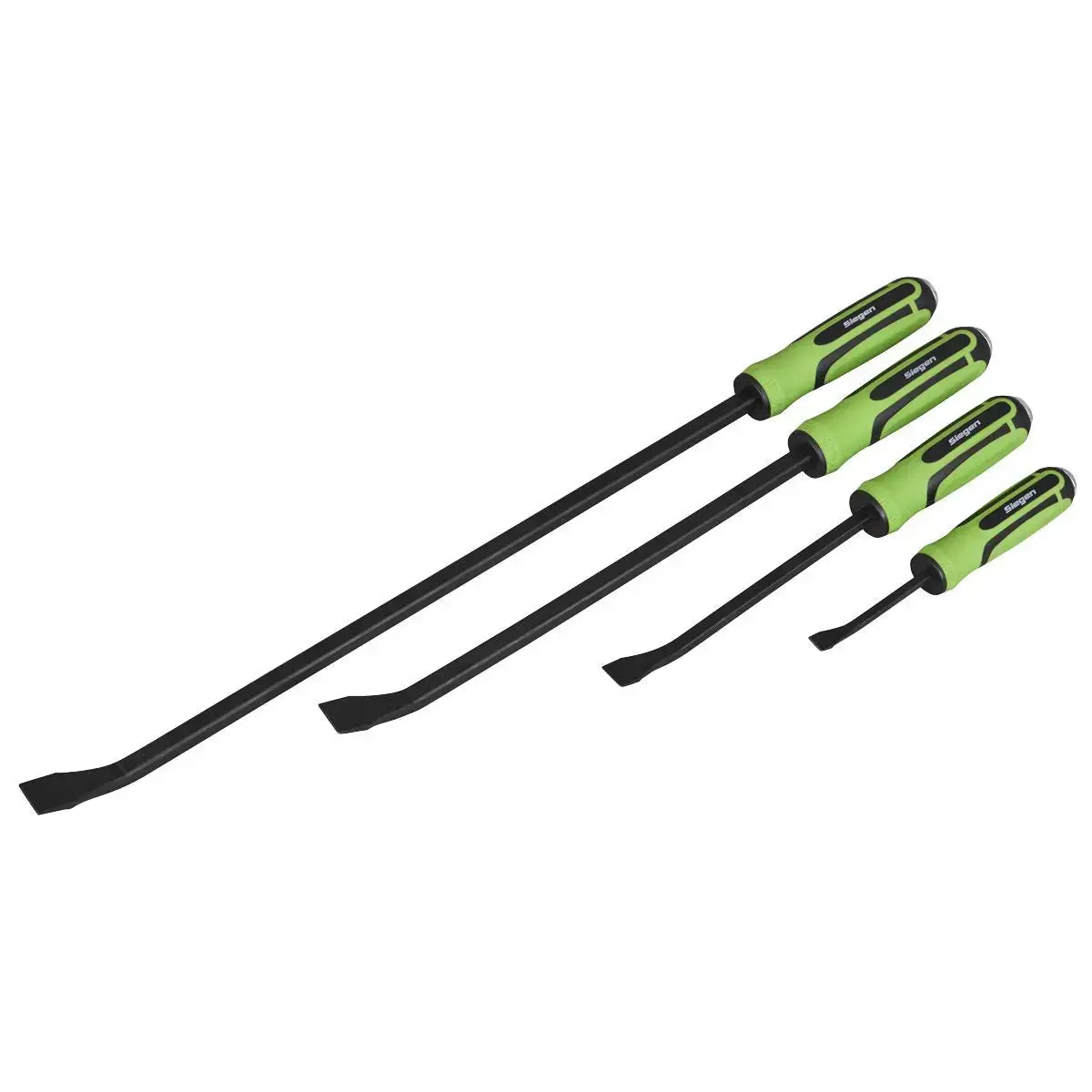 Siegen 4 Piece Heavy Duty Angled Pry Bar Set With Hammer Cap Wrecking Crowbar 1