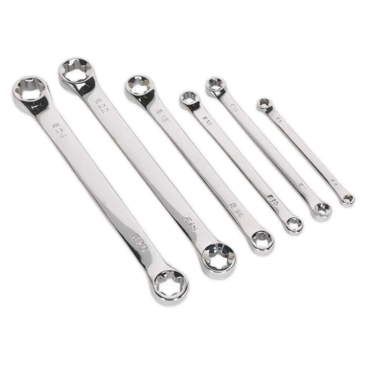 Siegen 6 Piece Trx Star Double End Spanner Set E6-E24 Torx Storage Mirror Finished 1