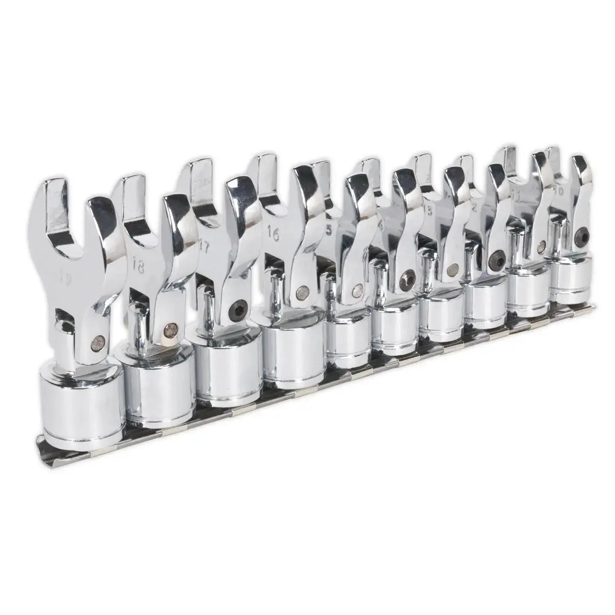 Siegen Crow's Foot Spanner Set 3/8" Drive Metric Flexible Open-Ended Crowfoot 1