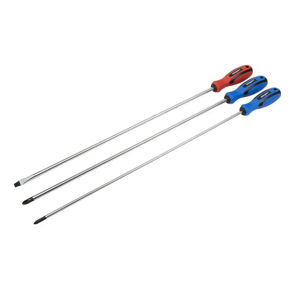 Siegen Screwdriver Set Extra Long Magnetised Tip Colour Coded Phillips Slotted 1