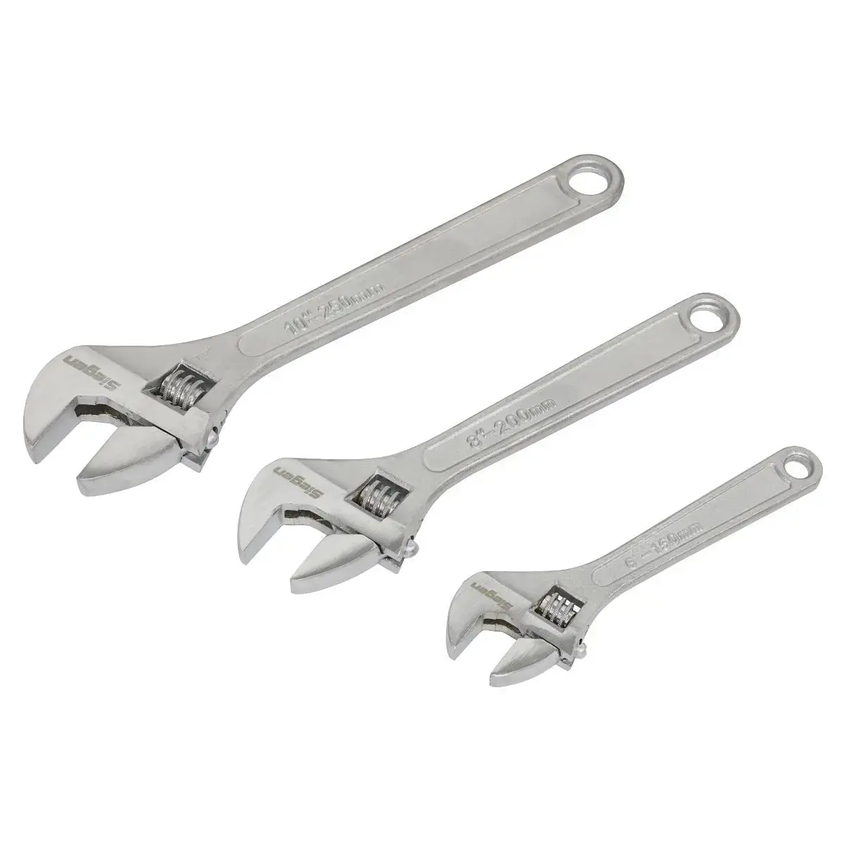 Siegen By Sealey Adjustable Wrench Set 3Pc 150, 200 & 250Mm 1