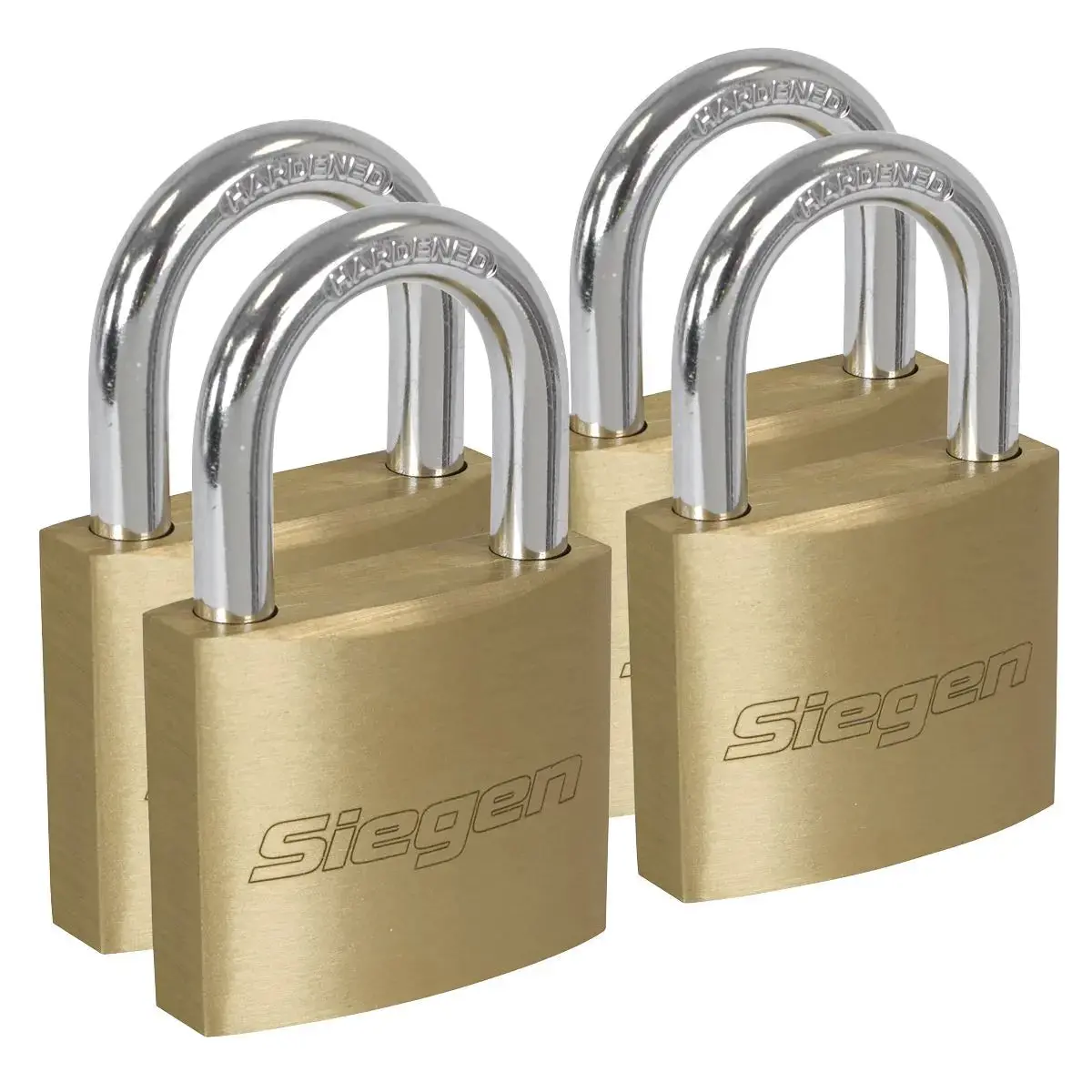 Siegen By Sealey Brass Body Padlock With Brass Cylinder Keyed Alike - Pack Of 4 1