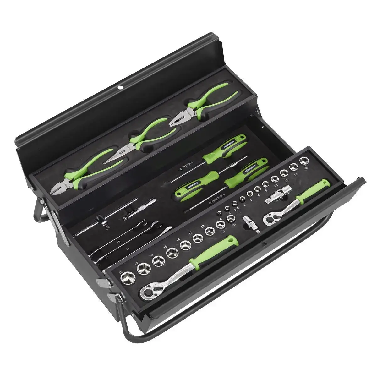 Siegen By Sealey Cantilever Toolbox With Tool Kit 70 Piece Sockets Spanners Screwdrivers 1