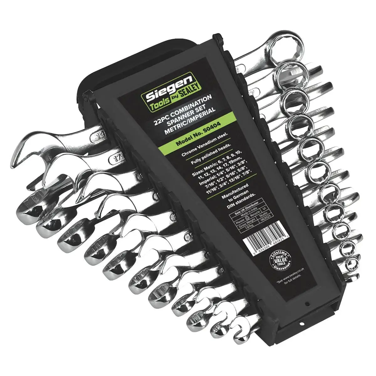 Siegen By Sealey Combination Spanner Set 22Pc Metric/Imperial 1