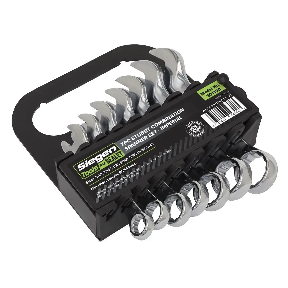 Siegen By Sealey Combination Spanner Set 7Pc Stubby Imperial 1