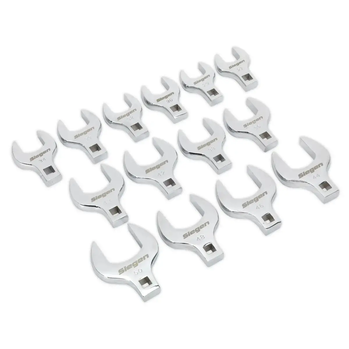 Siegen By Sealey Crow's Foot Open End Spanner Set 14Pc 1/2"Sq Drive Metric 1