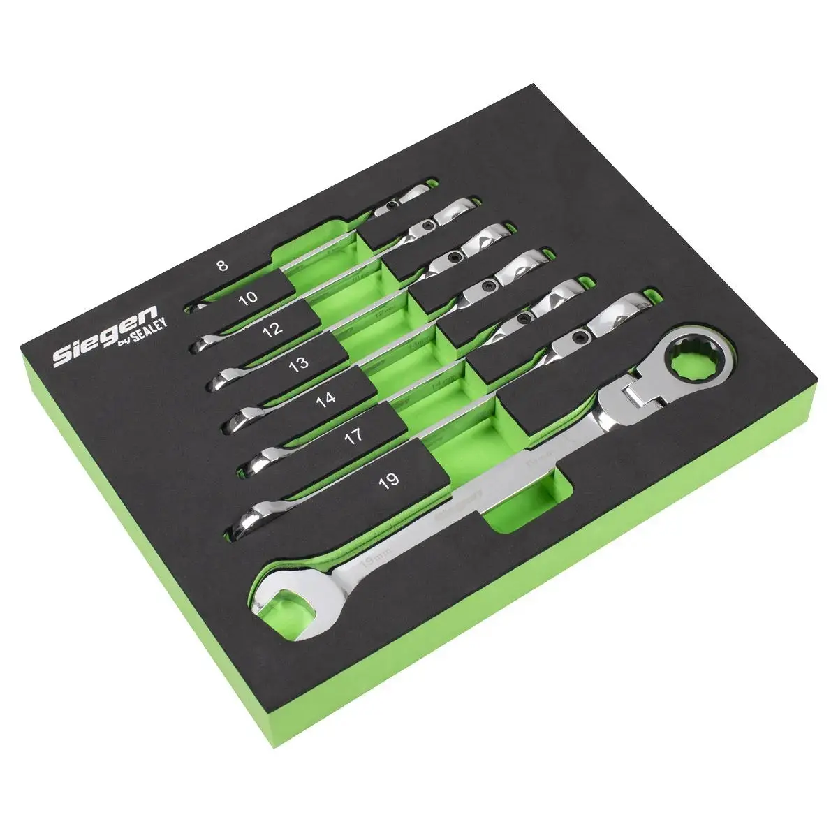 Siegen By Sealey Flexi-Head Combination Ratchet Spanner Set 7Pc 1