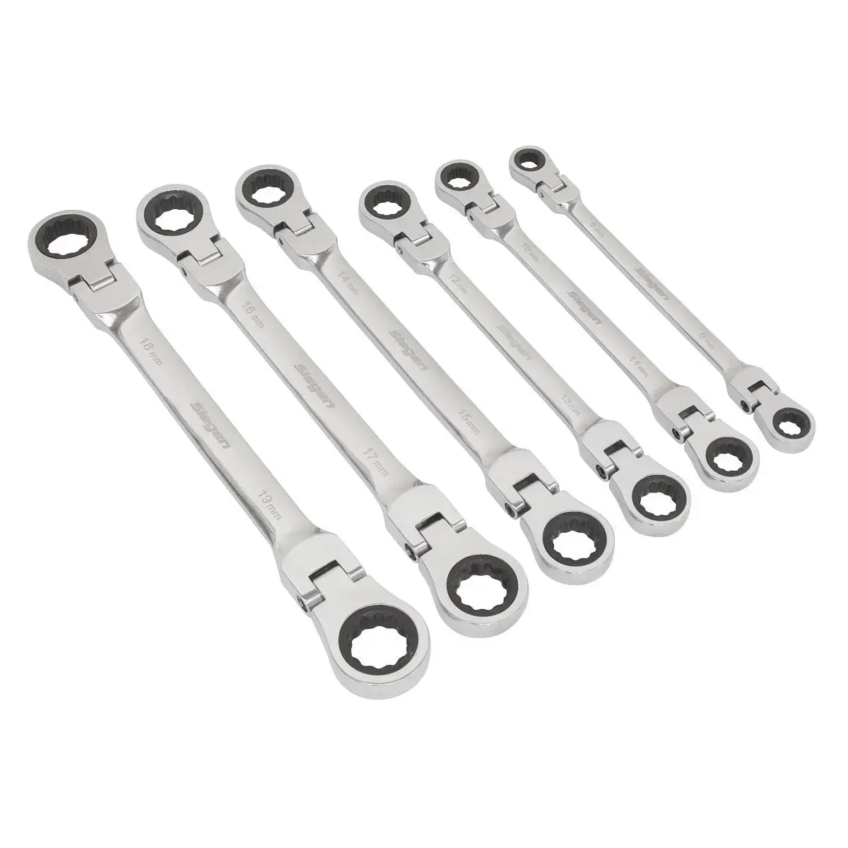Siegen By Sealey Flexi-Head Double End Ratchet Ring Spanner Set 6Pc Metric 1