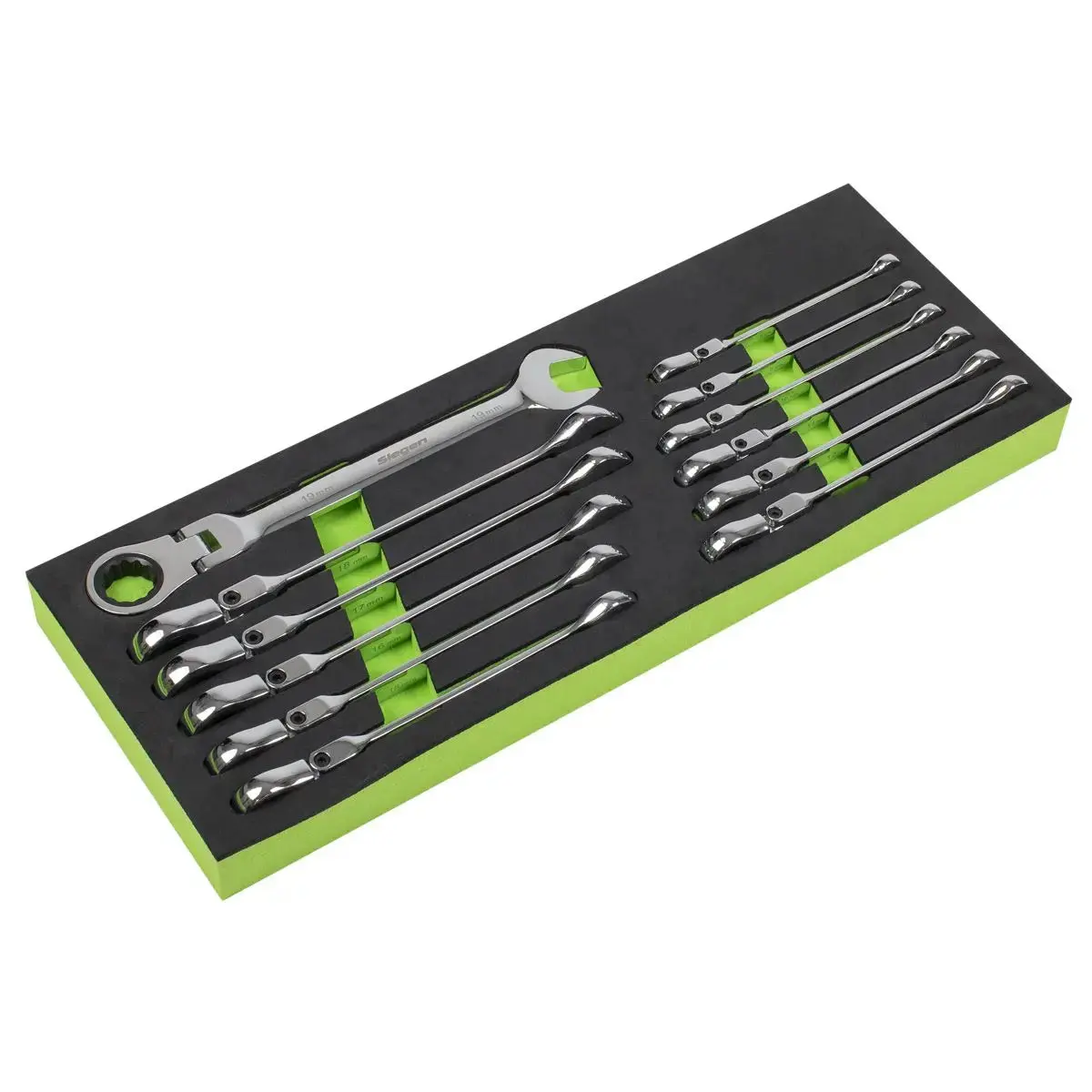 Siegen By Sealey Flexible Head Ratchet Combination Spanner Set 12Pc Metric 1