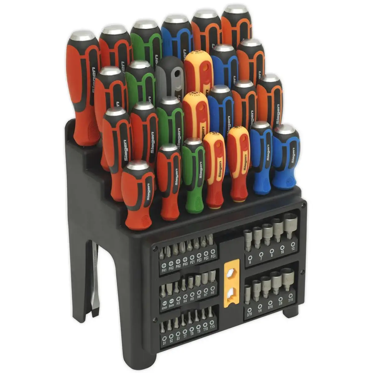 Siegen By Sealey Hammer-Thru Screwdriver, Bit & Nut Driver Set 61Pc 1