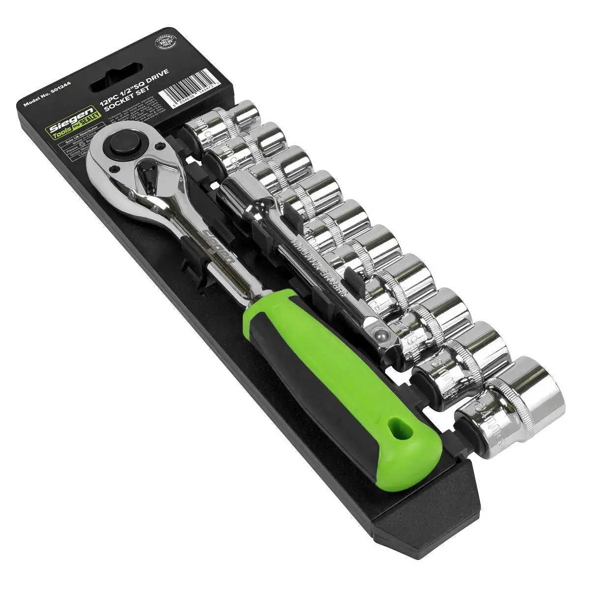 Siegen By Sealey Socket Set 12Pc 1/2"Sq Drive Walldrive® Metric 1