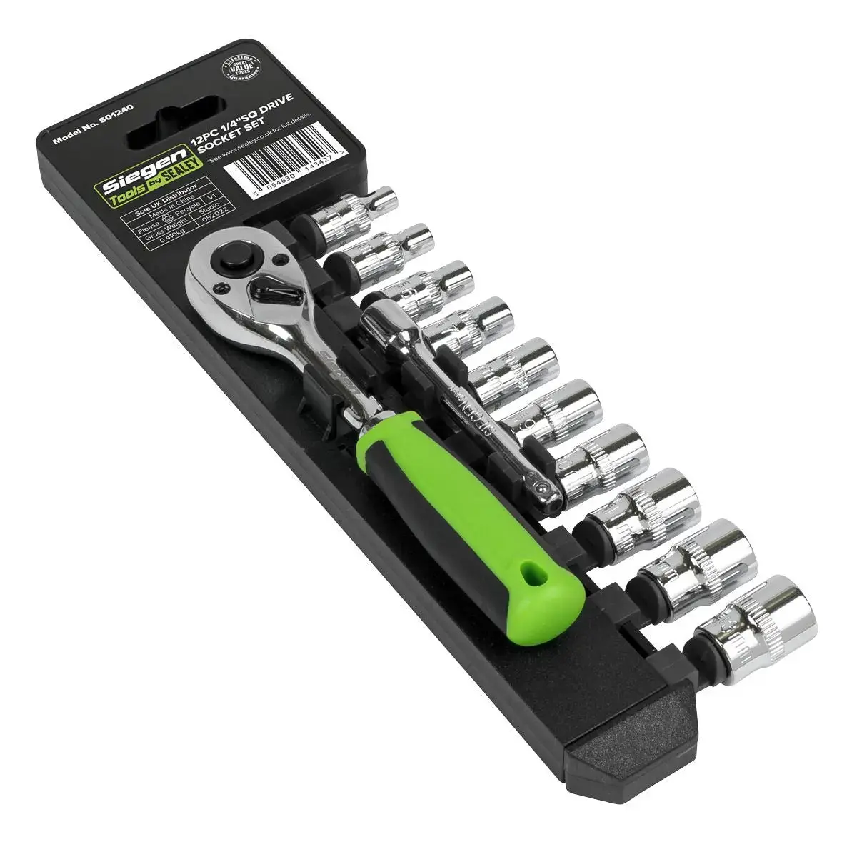 Siegen By Sealey Socket Set 12Pc 1/4"Sq Drive Walldrive® Metric 1