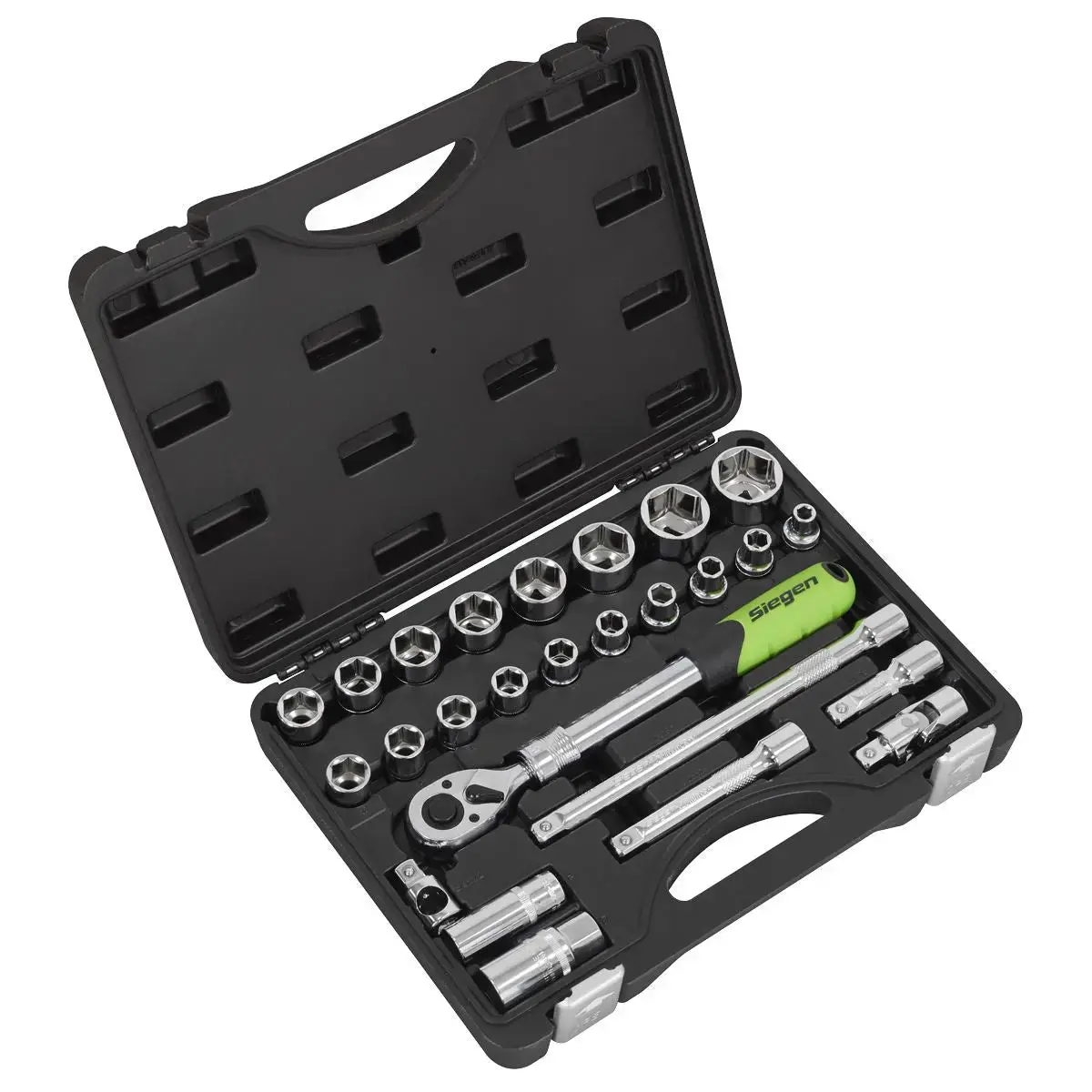 Siegen By Sealey Socket Set Extendable Ratchet 1/2"Sq Drive 26Pc 1