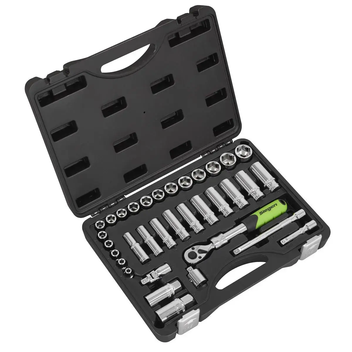 Siegen By Sealey Socket Set Extendable Ratchet 3/8"Sq Drive 34Pc 1