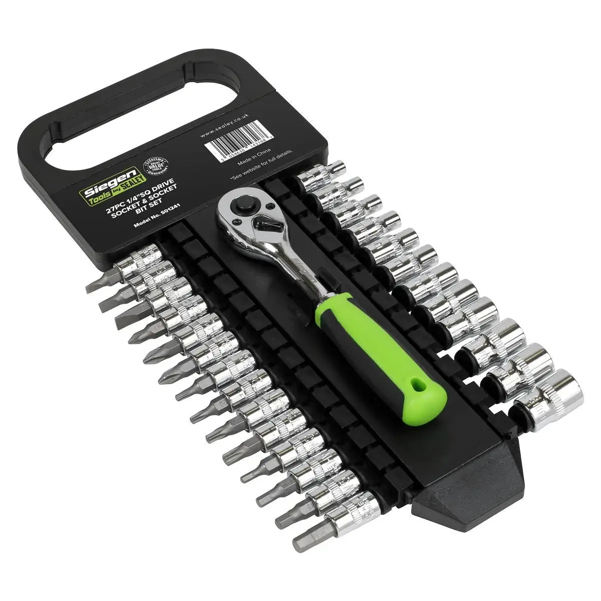 Siegen By Sealey Socket & Socket Bit Set 27Pc 1/4"Sq Drive Walldrive® Metric 1